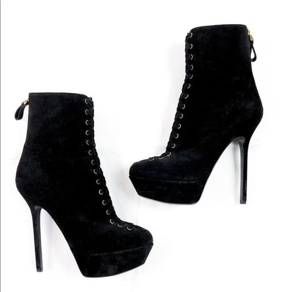 Sergio Rossi suede lace up platform booties - Picture 3 of 6